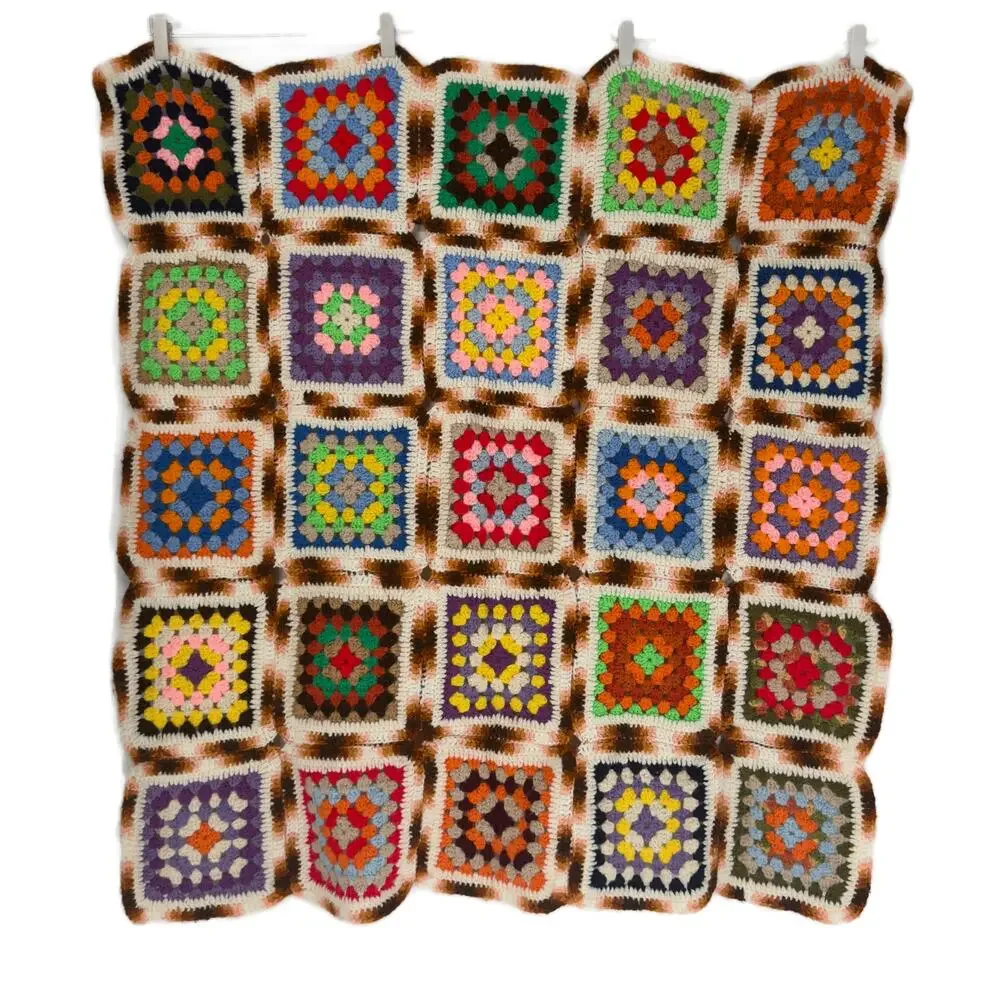 Handmade Crocheted Granny Square Throw Blanket 40